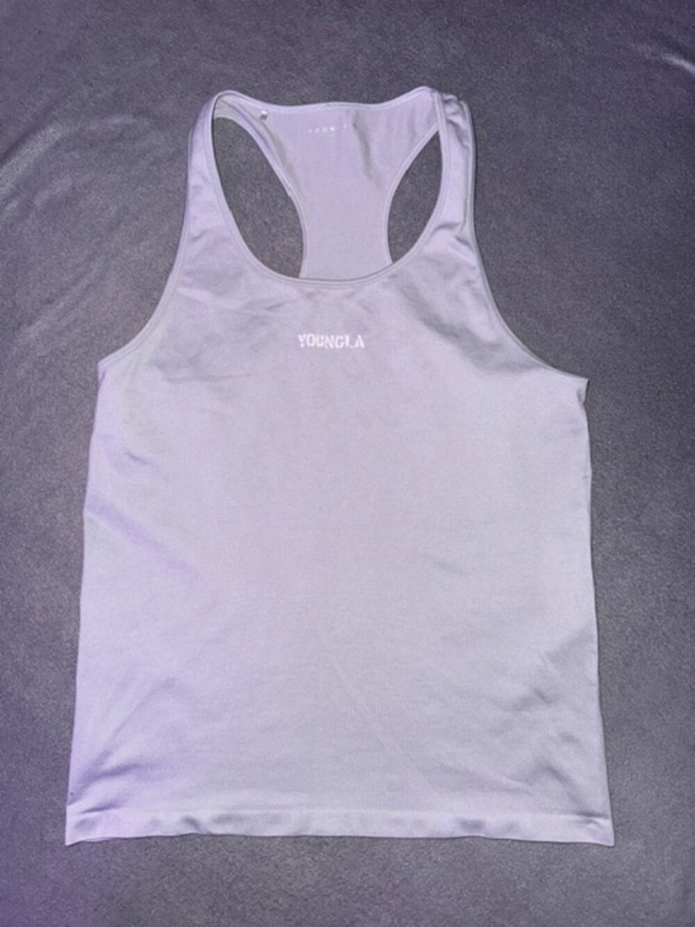 YoungLA Men's Racerback Modal Tank Top Chest Logo Light Gray Small